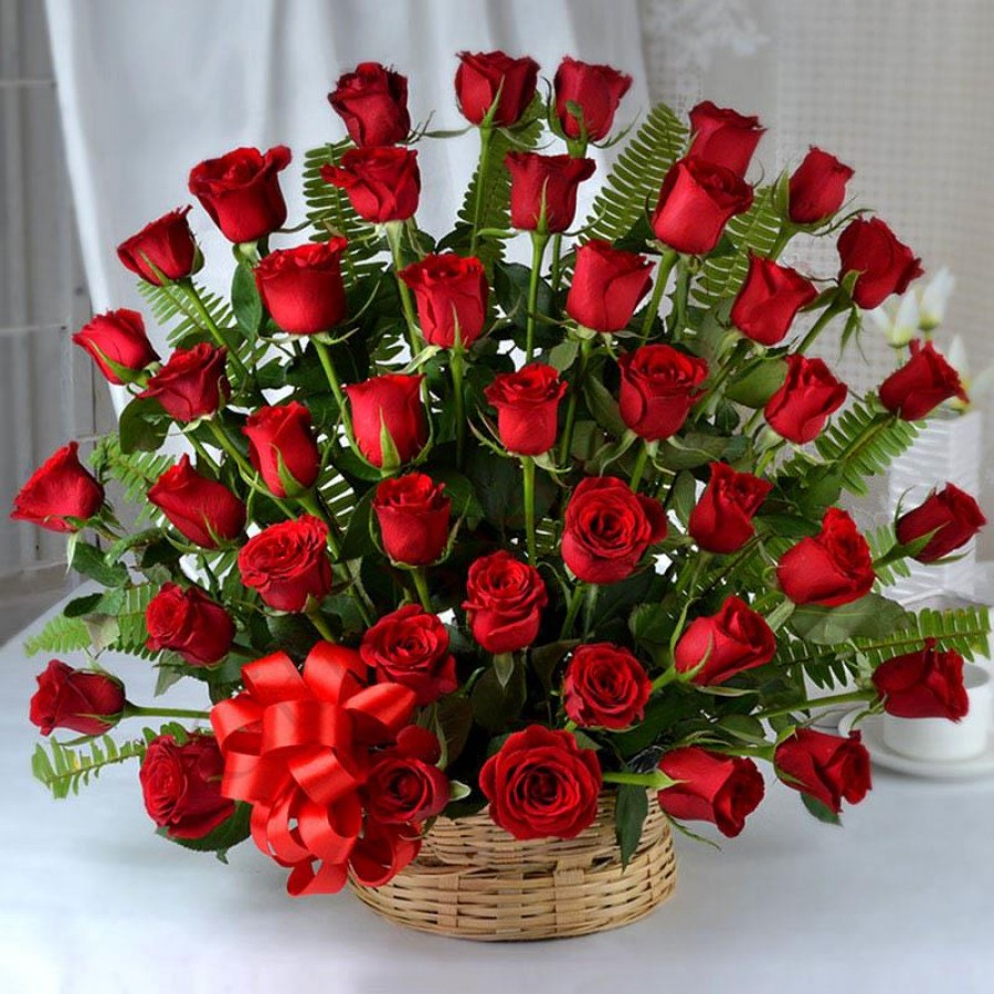 40 Red Roses Basket at Home Delivery in Jaipur from Gifty Basket